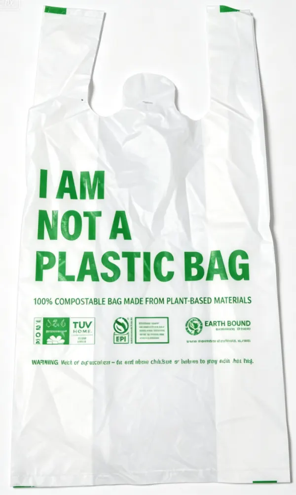 Earth Bound Compostable T-Shirt Shopping Bags  13"X17" (500pcs/Box)