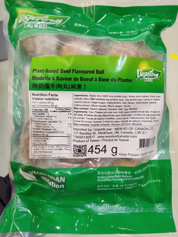 frozen plant-based beef flavored ball