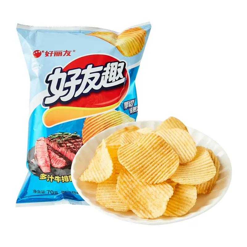 【最佳食用日期2026.03.12】好麗友好友趣波浪薯片（多汁牛排味）