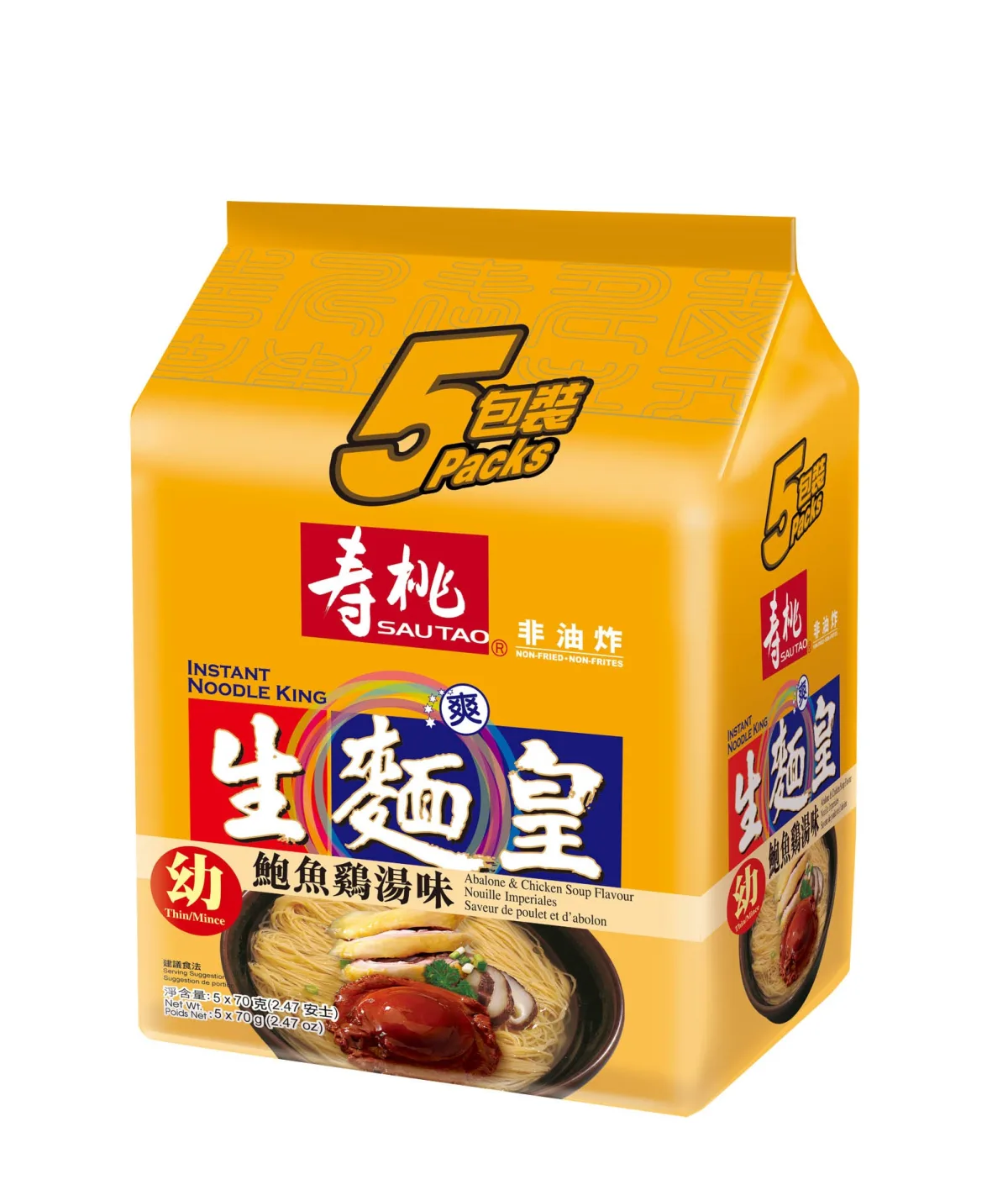 寿桃牌非油炸生面皇（鲍鱼鸡汤味）幼面