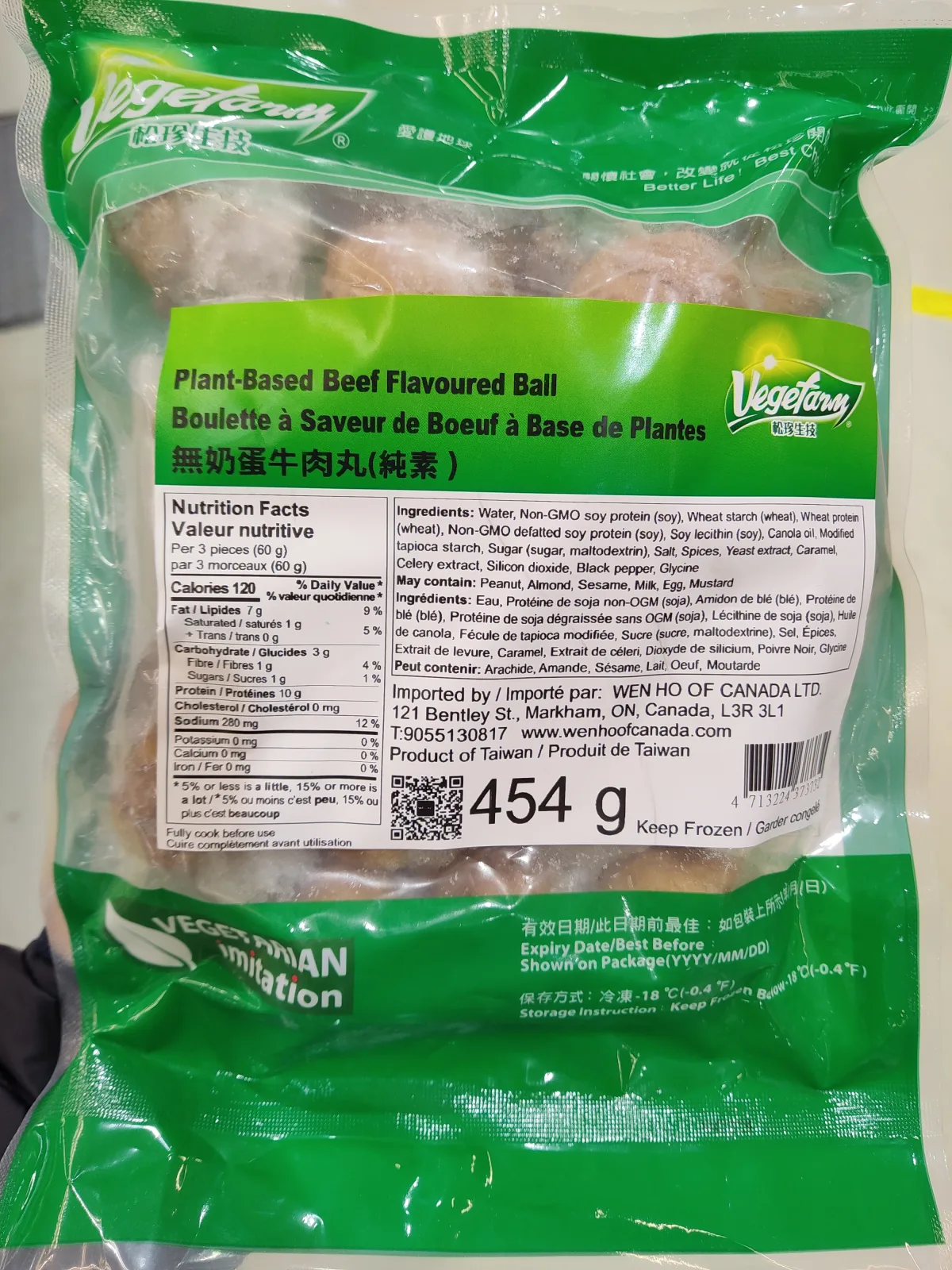 frozen plant-based beef flavored ball