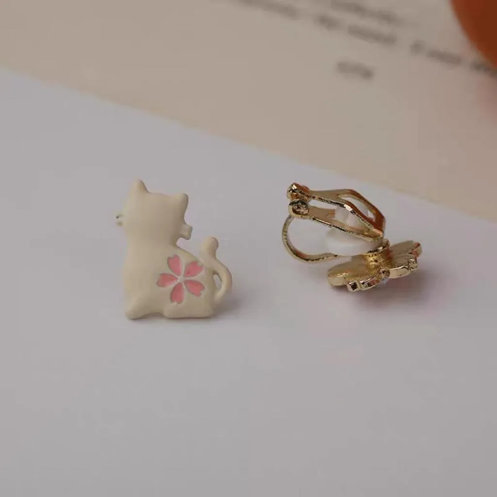 [Clips] Sakura & Cat Earrings