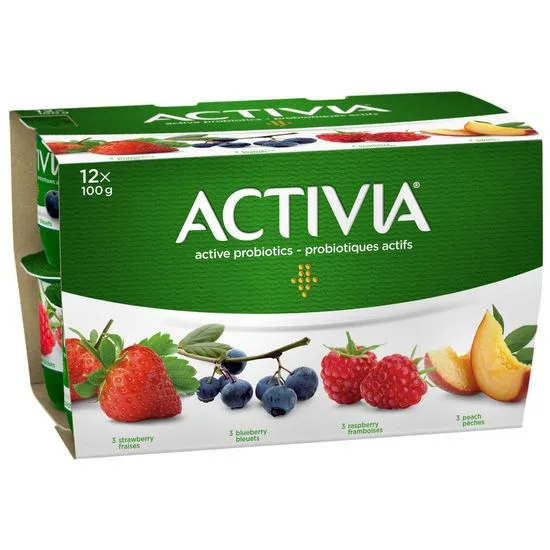 『12Pack家庭裝』達能 ACTIVIA 酸奶 ③草莓+③藍莓+③覆盆子+③黃桃